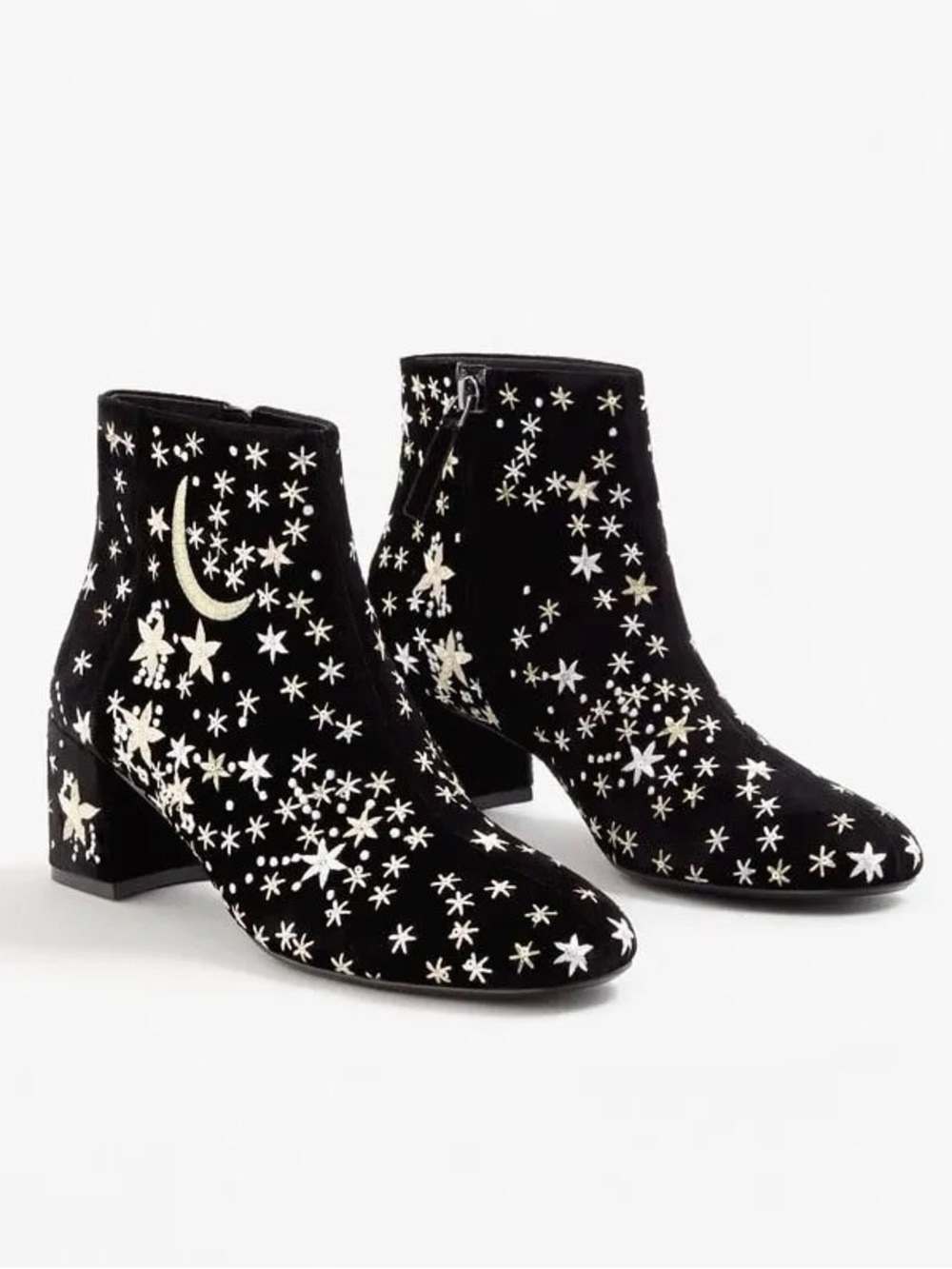 MANGO Stars Embroidered Ankle Boots Size 37 US 7